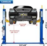 Weize 2 Post Automotive Car Lift, 12,000 lbs Capacity, 220V 4HP Powerful Motor with Single Point Lock Release for Repaire Shop - Image 3