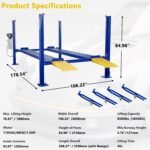 Weize 8500 lbs 4 Post Car Lift with Casters Kits Four Post Parking Lift 4-Post Portable Storage Service Home Parking Lift - Image 3